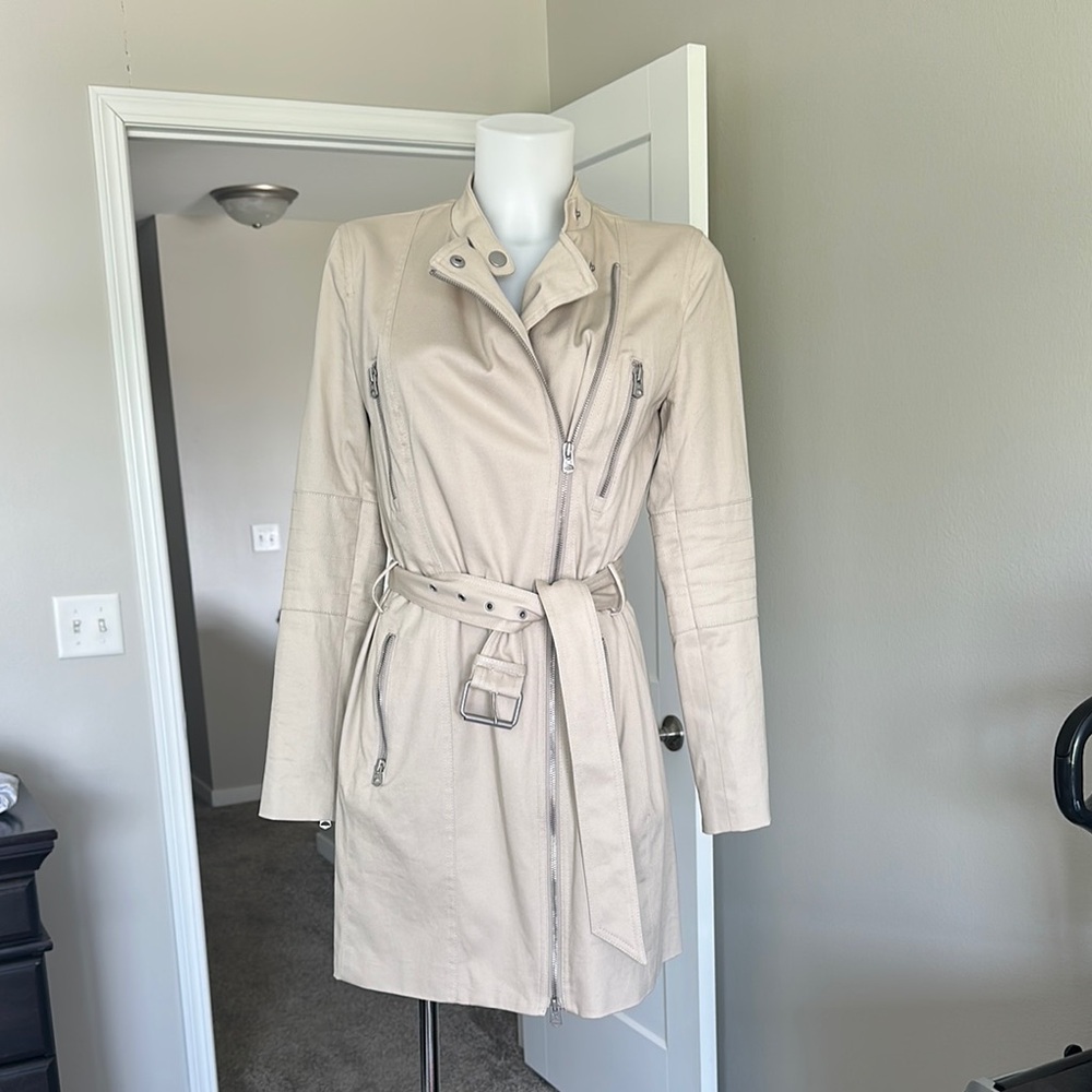 Armani Exchange Cream Belted Jacket.